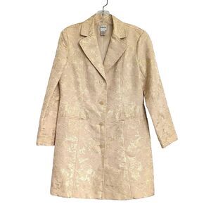 Chico's Odette Gold Metallic Brocade Floral Blazer Jacket Size 0 (Small)